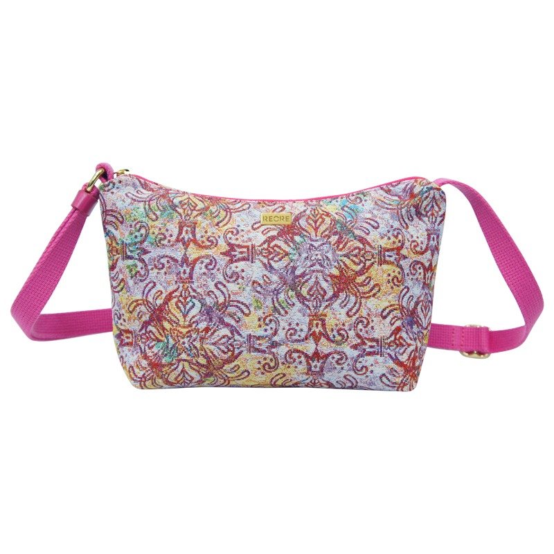 元宝斜背包 防泼水 平织缇花 花女王 桃红 - 侧背包/斜挎包 - 其他材质 粉红色