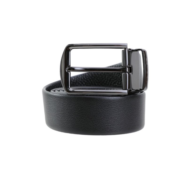 CUMAR 锌合金+头层牛皮 SPIN 针扣皮带 - 皮带/腰带 - 真皮 黑色