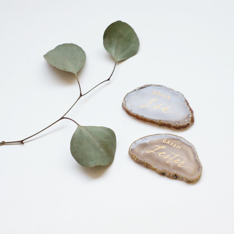 Tinge & Flourish 婚礼手写英文书法玛瑙石 - 摆饰 - 宝石 