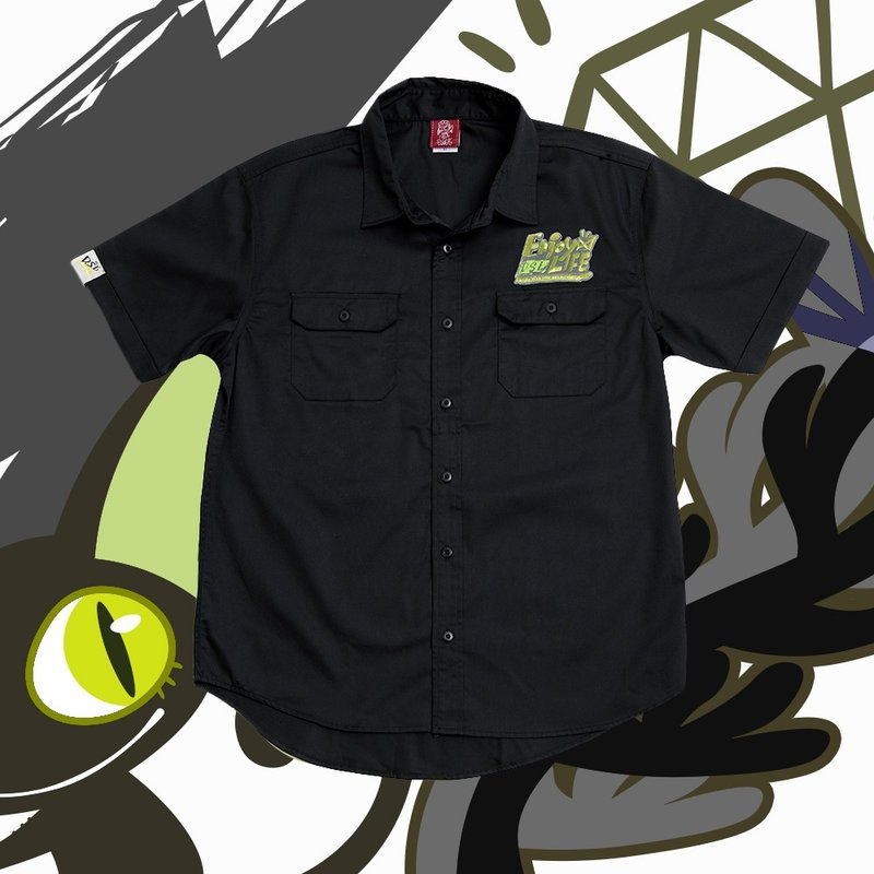 ALIFE好好标语工作衬衫-黑色~女生版 - 女装衬衫 - 棉．麻 黑色