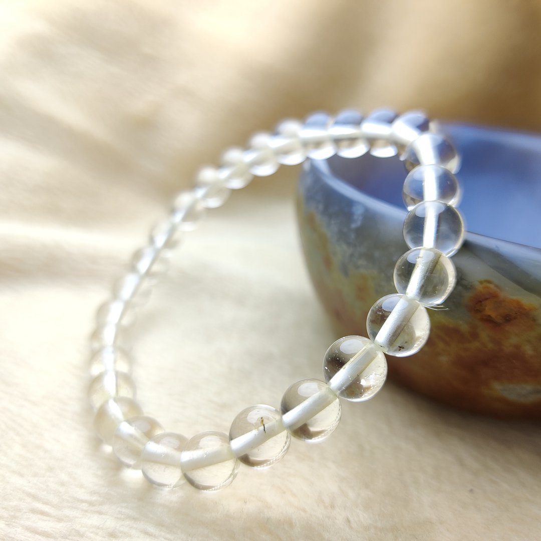巴西 7mm-15mm 白水晶 Rock Quartz - 手链/手环 - 水晶 白色