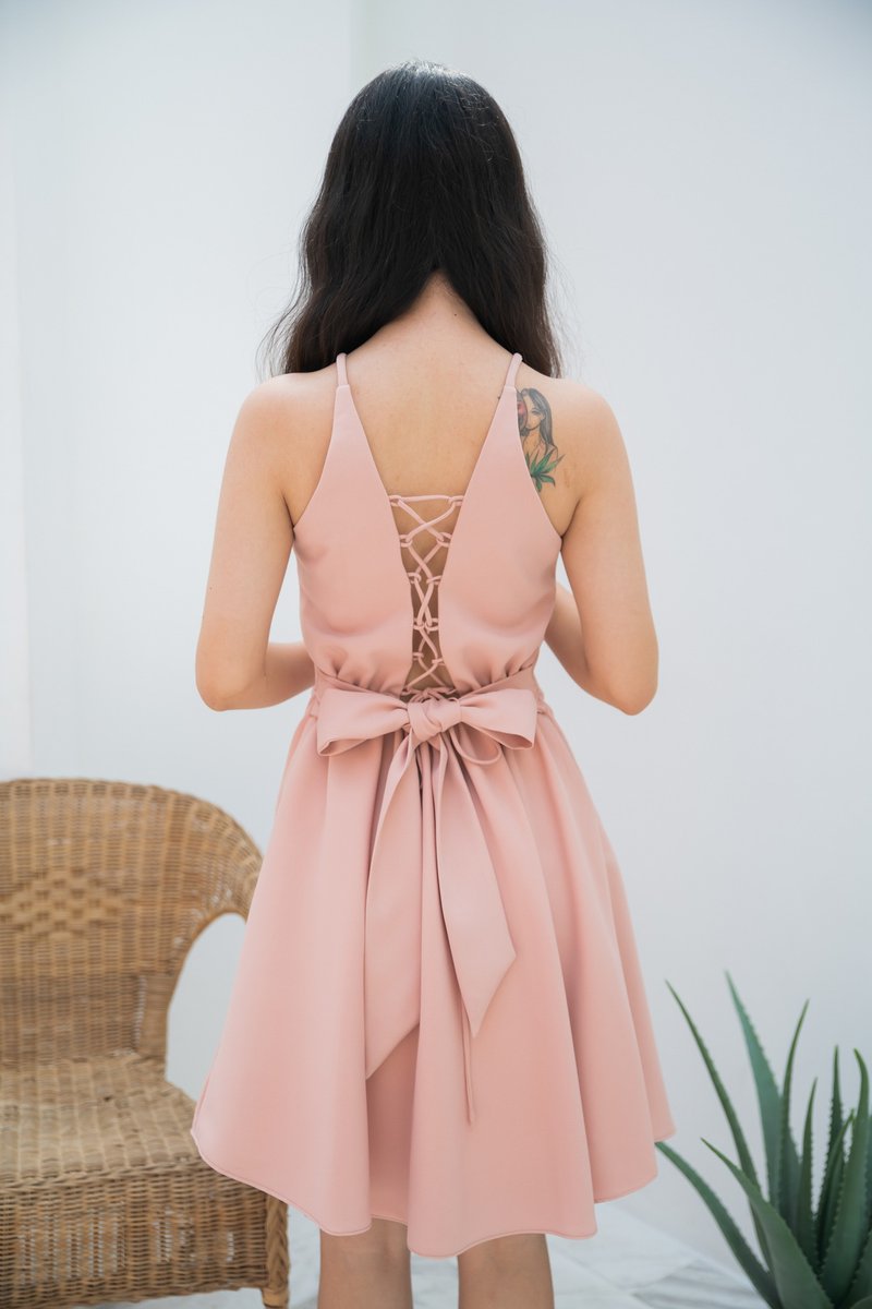 Pink Dress Party Evening prom sexy back dress Vintage bridesmaid dress summer - 洋装/连衣裙 - 聚酯纤维 粉红色