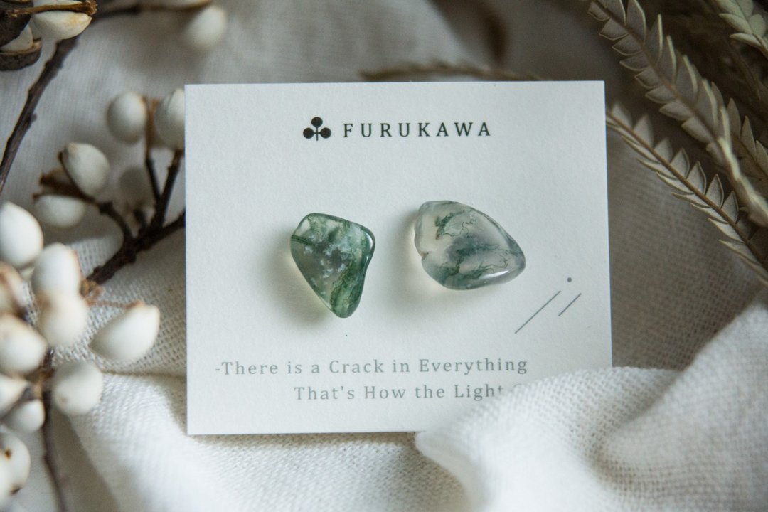 CRACK | 矿物系耳环 |  EARRINGS - 耳环/耳夹 - 玉石 绿色