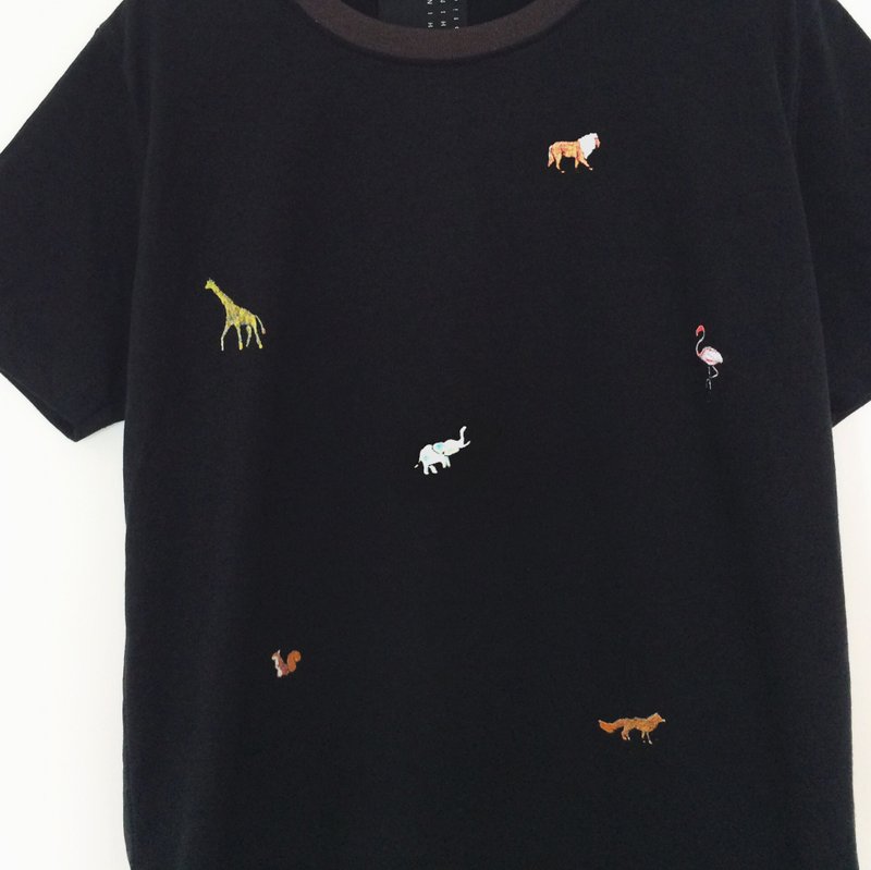 Tiny animal wildlife  / CROP Top and T-shirt Dress // Black - 女装 T 恤 - 棉 黑色