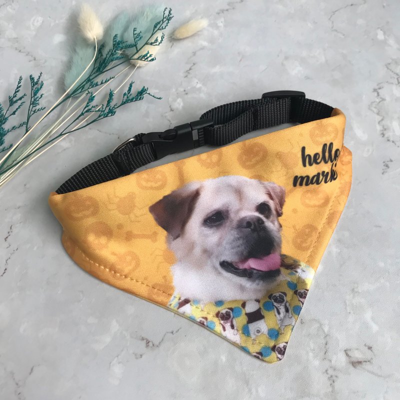 定制化 |  双面 宠物 领巾/三角巾/项圈 专属名字 - 项圈/牵绳 - 聚酯纤维 多色