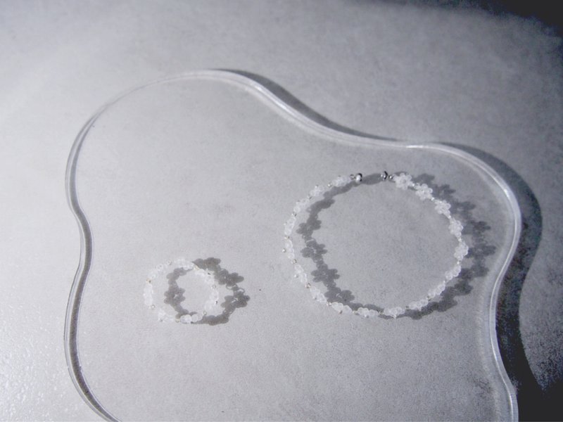 [Set] Bead bracelet and bead ring, clear silver, detachable magnet, Korea - 手链/手环 - 其他材质 银色