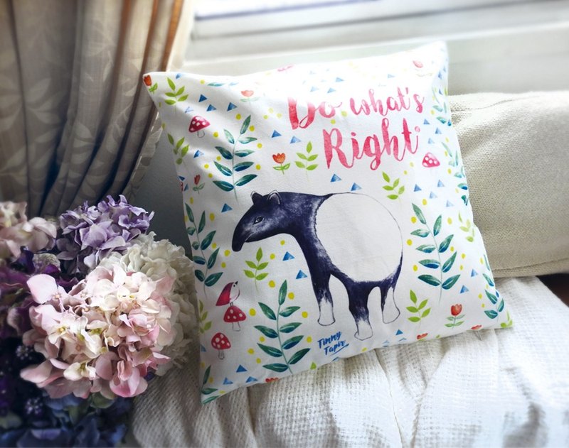 做对的事情手绘马来貘45x45cm 枕套 - 枕头/抱枕 - 其他人造纤维 白色