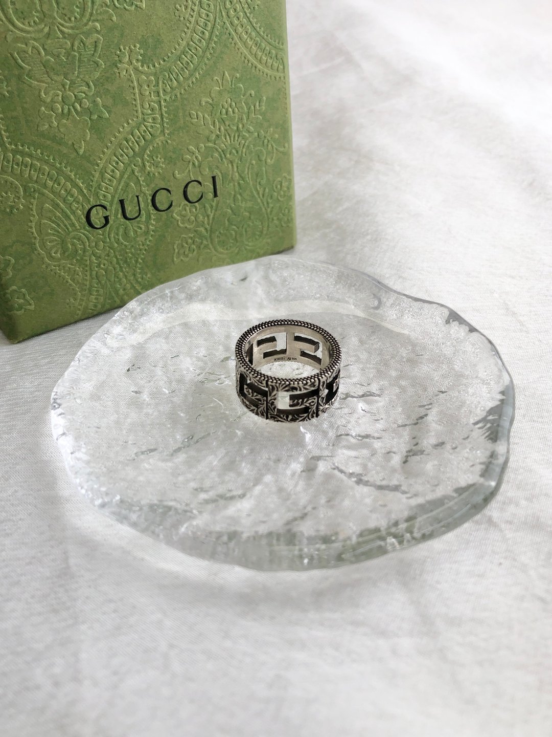 【VintageShop solo 日本直送中古包专卖店】GUCCI 古驰 戒指 银色 G Logo 15 号 vintage 古着 cat5ma - 戒指 - 纯银 银色