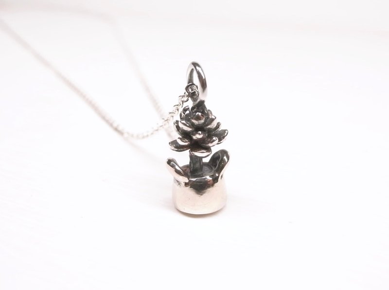 二毛银【多肉植物系列─旋叶姬星-项链】银 - 项链 - 银 银色