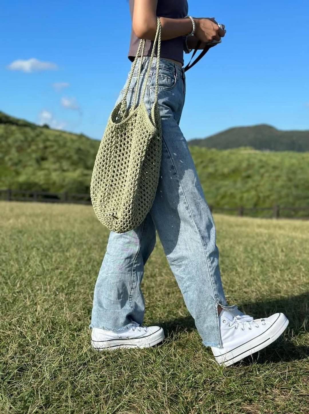 经典夏日网格包*钩织肩背包 - 侧背包/斜挎包 - 棉 