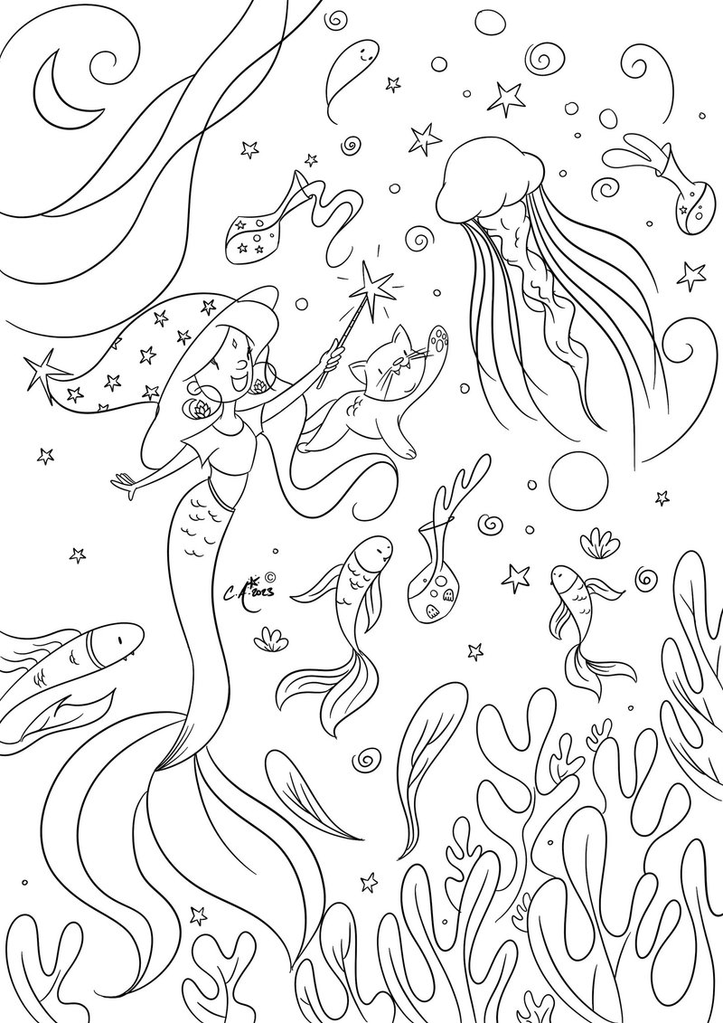 水下魔法着色表 - 电子手绘真人画像/绘画/插画 - 其他材质 