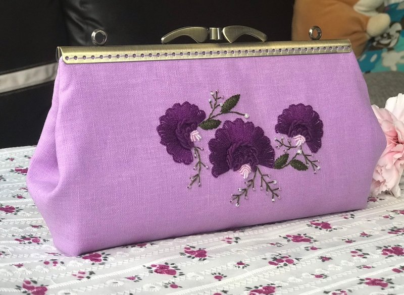 手拿包, 零钱包, 刺绣包, 亚麻包, 框架包 - 手拿包 - 棉．麻 