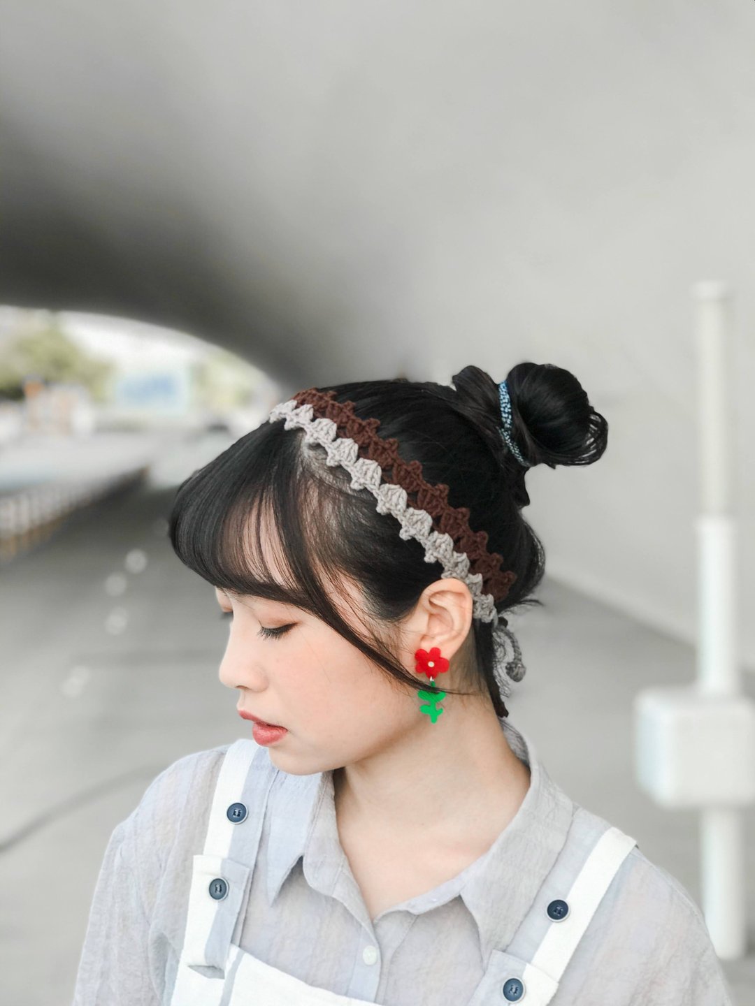 【荆棘女王 】咖啡色 钩织发带 - 发带/发箍 - 棉．麻 咖啡色