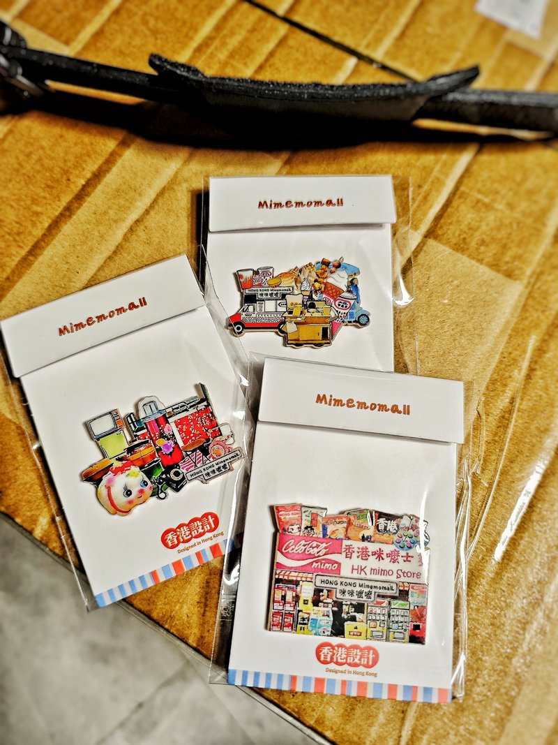 【原创港式文创】怀旧旧时香港-金属襟章连冰箱贴 - 钥匙链/钥匙包 - 铝合金 橘色