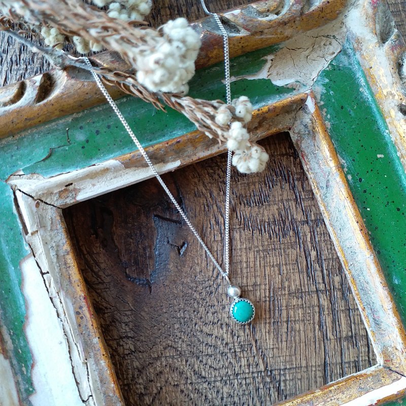 圆圆绿松石纯银锁骨链 - 锁骨链 - 宝石 多色