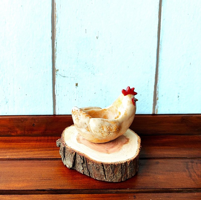 母鸡烛台-香插座-手作陶-静心陶器-光之烛座 - 蜡烛/烛台 - 陶 