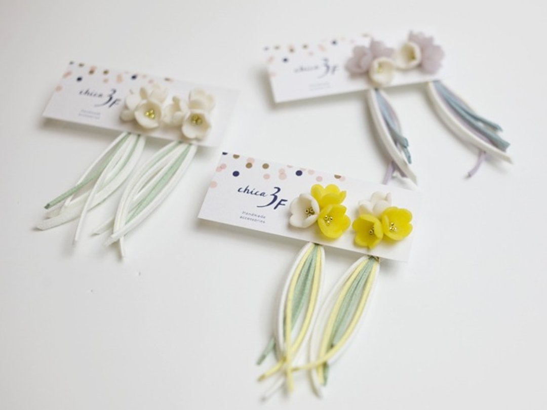 Bouquet tassel earrings / earrings - 耳环/耳夹 - 粘土 粉红色