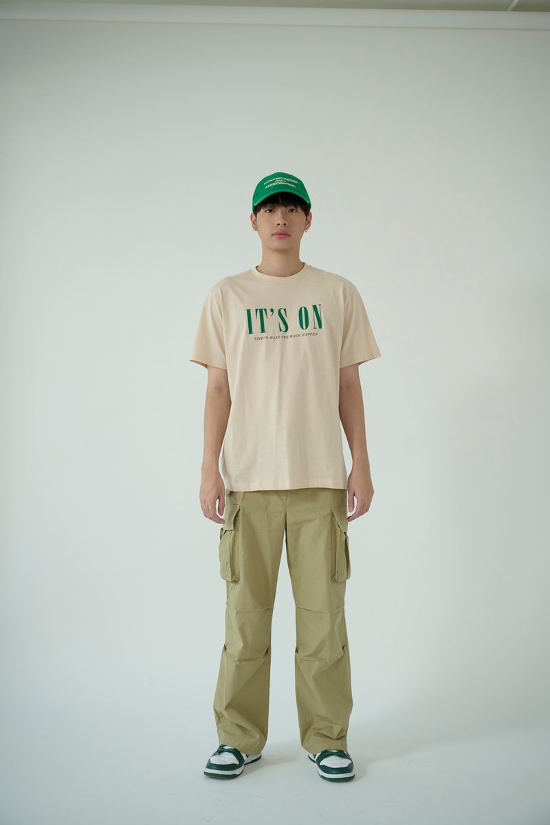 上衣 HAY : IT'S ON T-Shirt - Oatmeal / White (unisex) - 女装 T 恤 - 棉．麻 