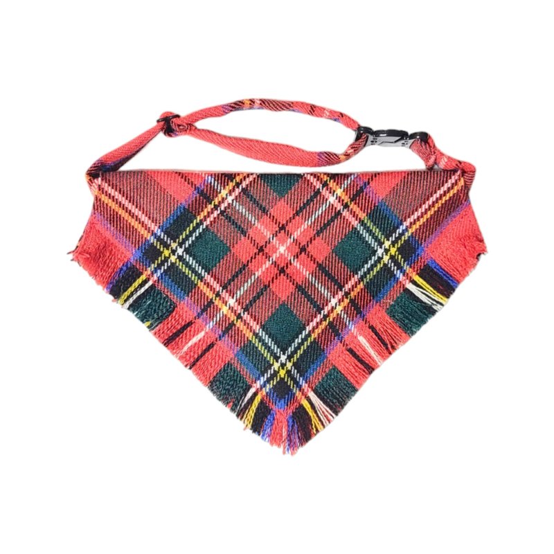 三角颈巾 - 大花格纹 - 衣/帽 - 棉．麻 红色