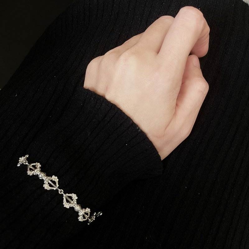 佛禅礼物之选 I 纯银金刚杵手链 - 手链/手环 - 纯银 银色