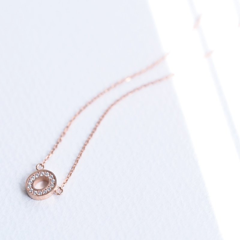 Stone Pink Gold Round Necklace Silver 925 - 项链 - 其他金属 金色