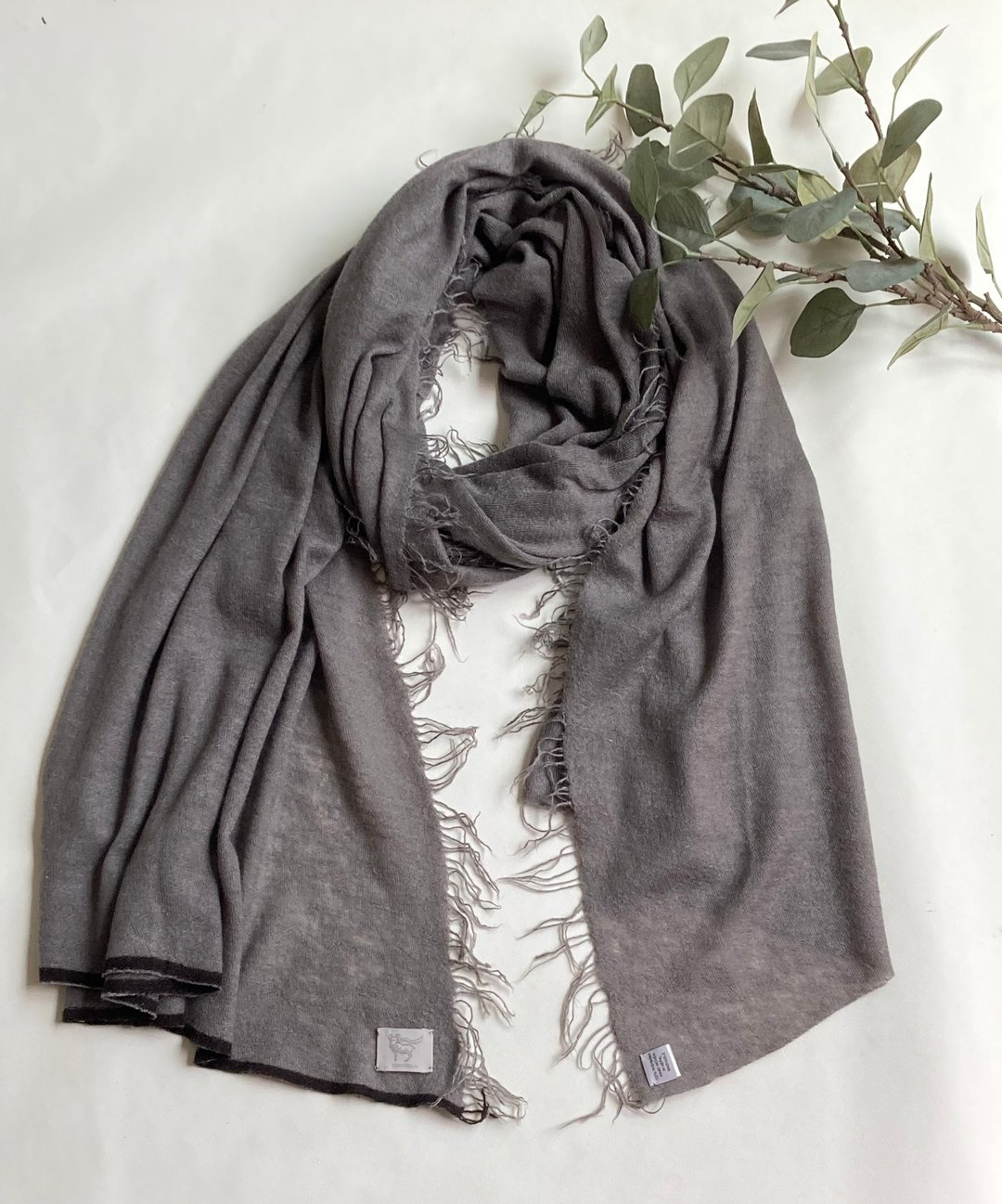 Boiled pashmina shawl - 丝巾 - 羊毛 灰色