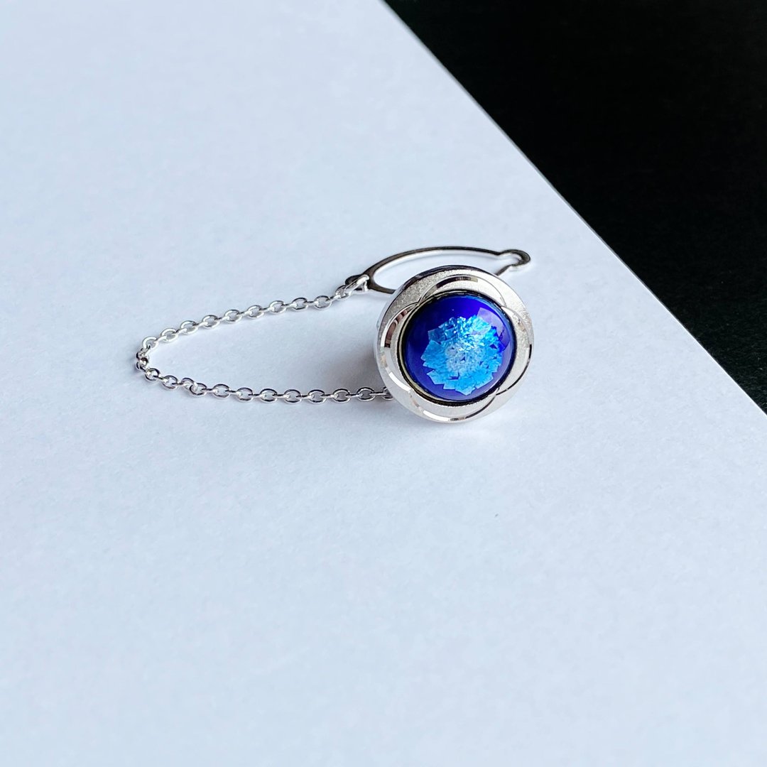 Suika cloisonne tie tack lapel pin pure silver foil leaflet cloisonne - 领带/领带夹 - 其他材质 蓝色