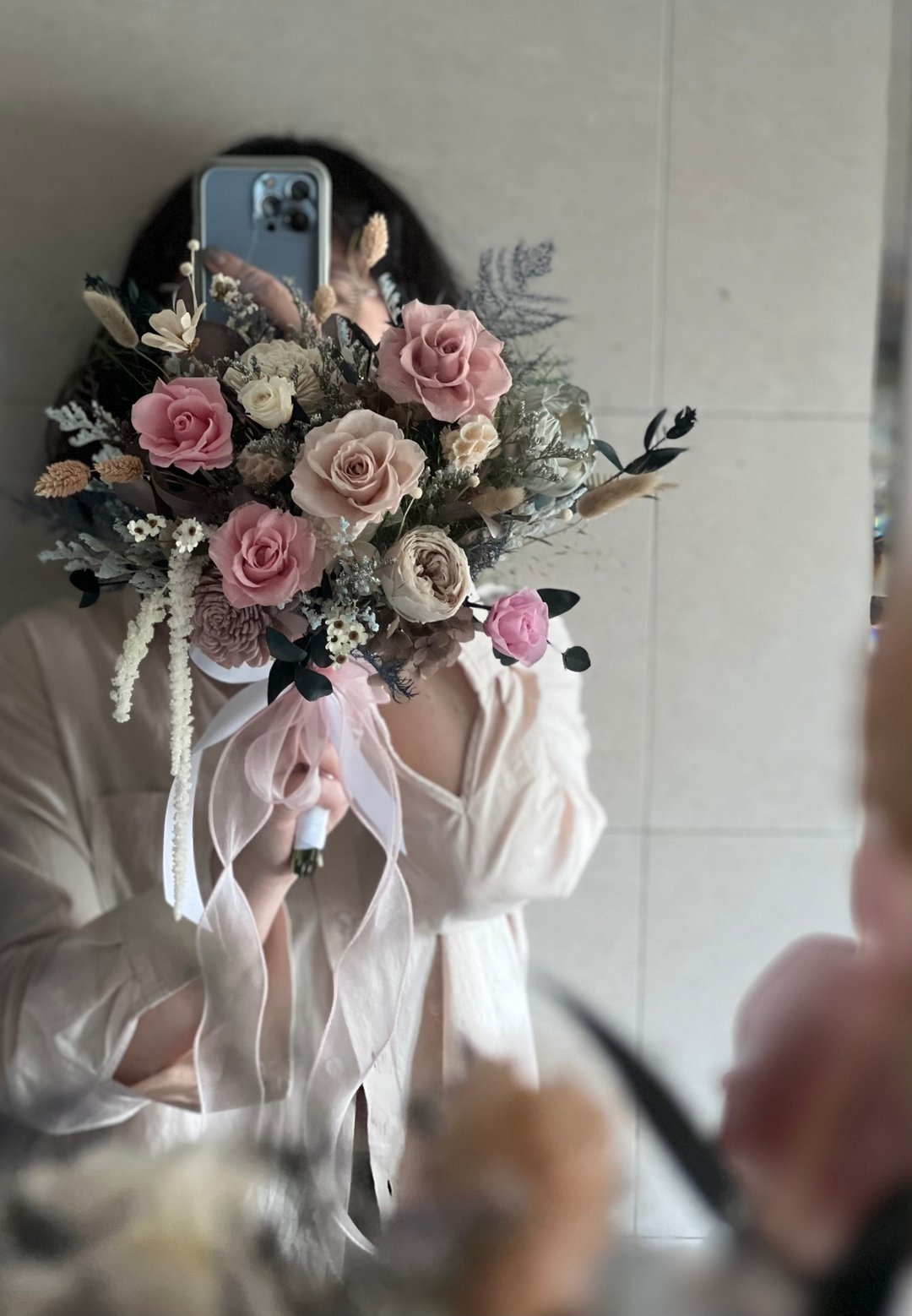 永生捧花/新娘捧花/外拍花艺/登记捧花/婚礼捧花/永生花/结婚 - 干燥花/捧花 - 植物．花 粉红色