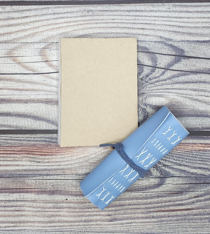 补充的手工笔记本，带有现代图案边缘 - 天蓝色 - 笔记本/手帐 - 其他材质 