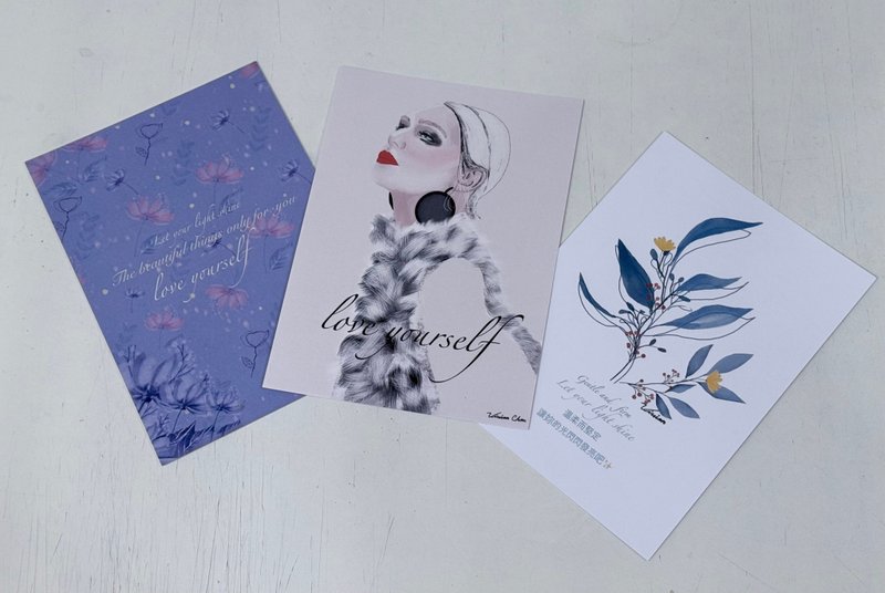 Love Yourself 珍藏艺术明信片套组三入组限定优惠 - 卡片/明信片 - 纸 白色