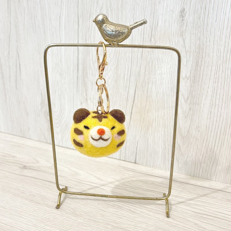 小老虎 羊毛毡钥匙圈  胸针 别针 发饰 疗愈 送礼 - 钥匙链/钥匙包 - 羊毛 黄色