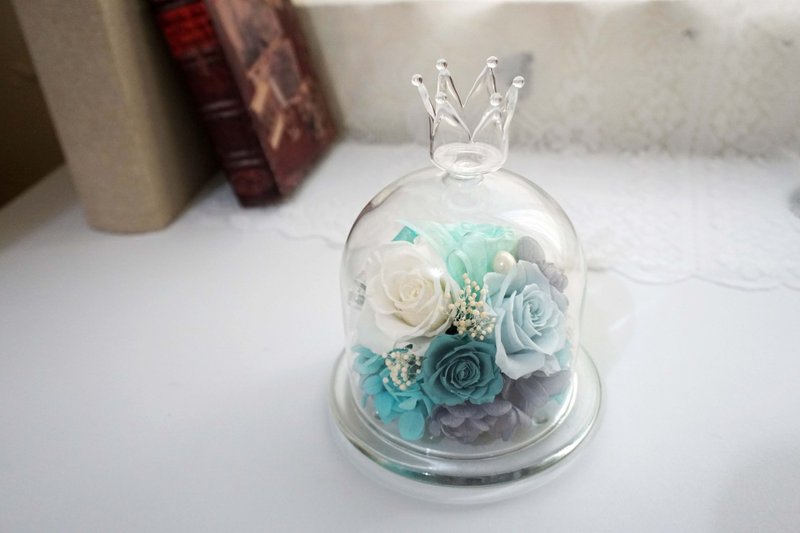 不凋花 永生花 -皇冠玻璃花盅-情人节 婚礼 生日礼物 毕业 - 植栽/盆栽 - 植物．花 绿色