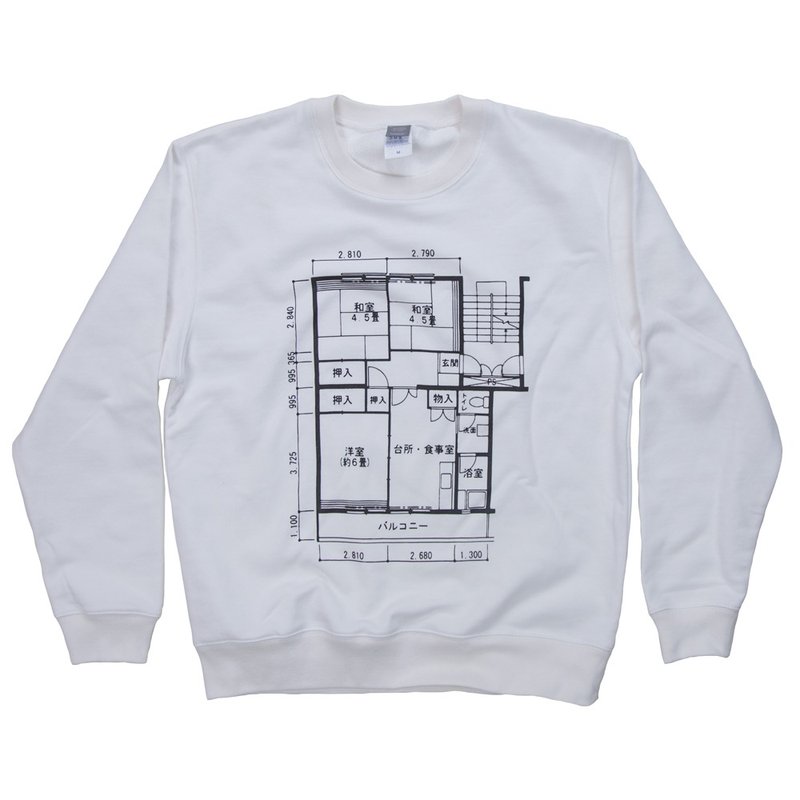 For Father's Day gifts. For gifts. Japanese floor plan sweatshirt unisex S ~ XXL size Tcollector - 中性连帽卫衣/T 恤 - 棉．麻 白色