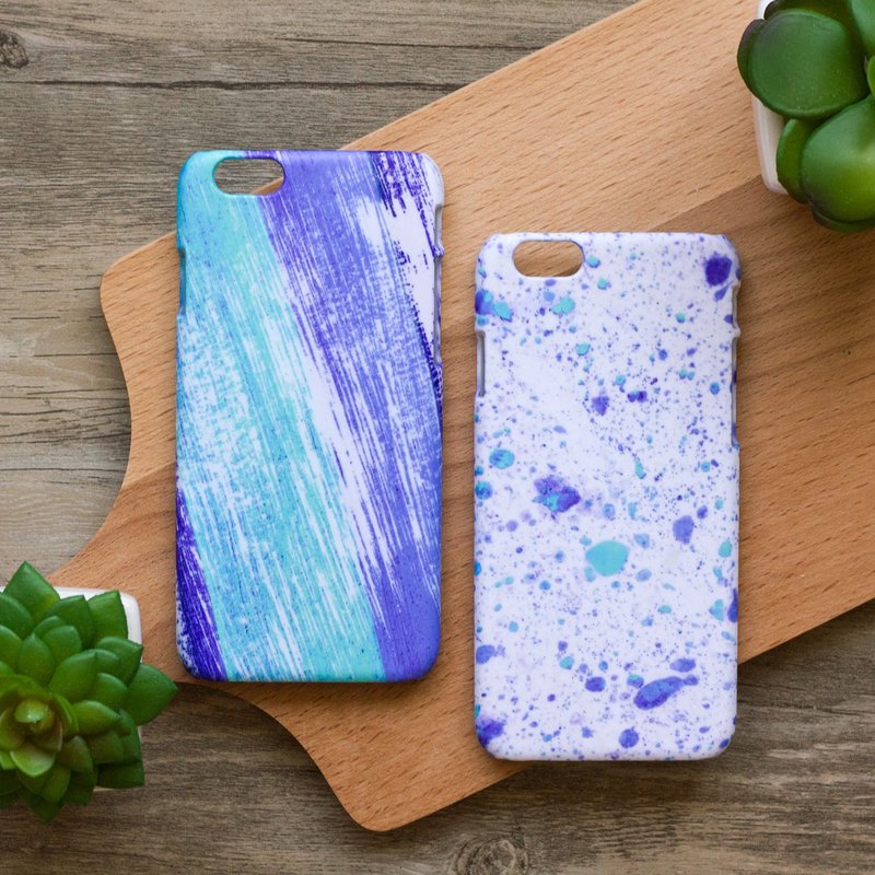 蓝色条纹白色笔刷//原创手机壳-   iPhone, Samsung, oppo - 手机壳/手机套 - 塑料 蓝色