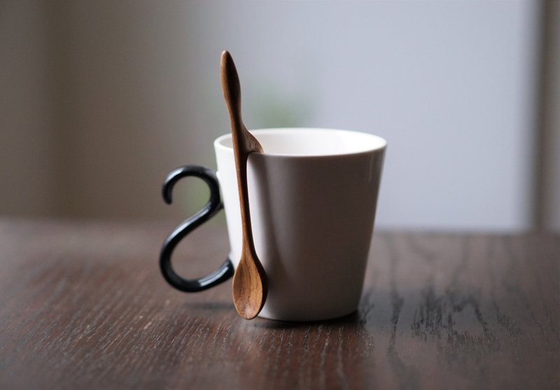 挂在杯子上的木制搅拌器，小，柚木 - 餐刀/叉/匙组合 - 木头 咖啡色