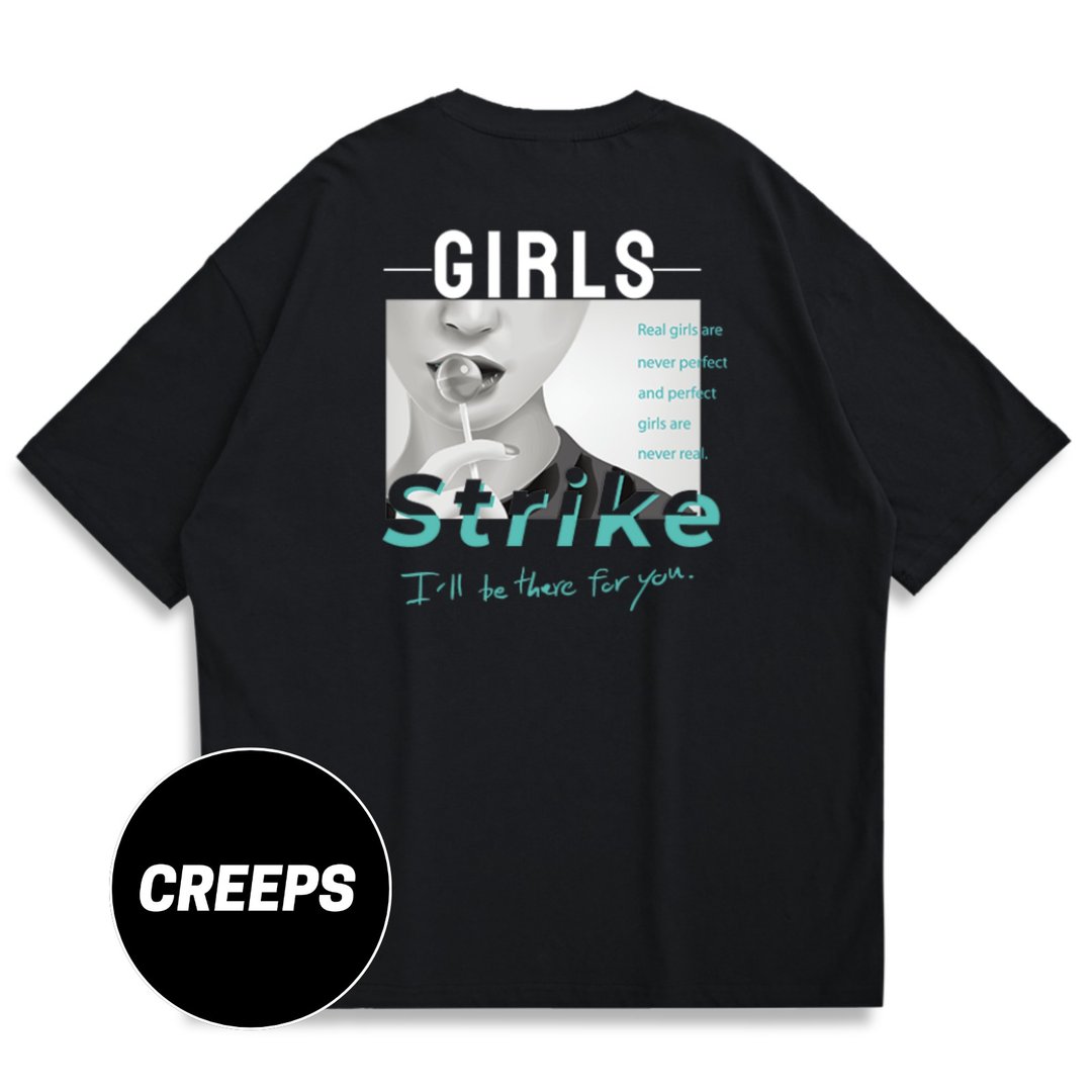 【CREEPS】Girls Strike 宽松重磅印花T恤 210g - 男装上衣/T 恤 - 棉 多色