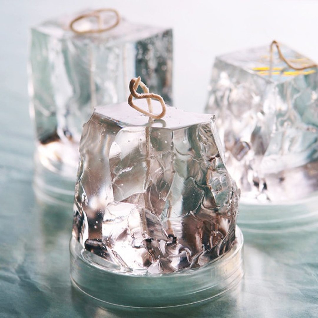 Purupuru Rock Ice Candle - 蜡烛/烛台 - 蜡 白色