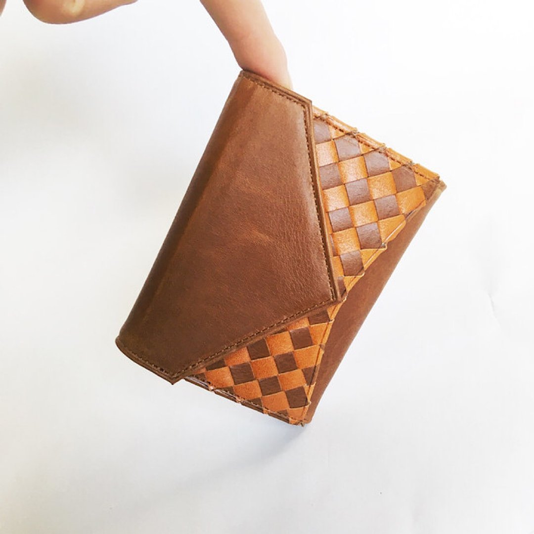 Small tri-fold wallet Ripper Micro Wallet Italian Buttero x Japanese Barolo Beige - 皮夹/钱包 - 真皮 咖啡色