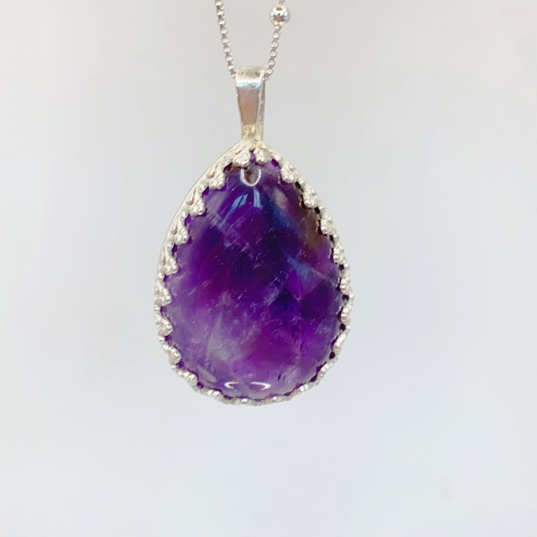 智慧-紫水晶AMETHYST-蕾丝金工系列 - 项链 - 银 紫色