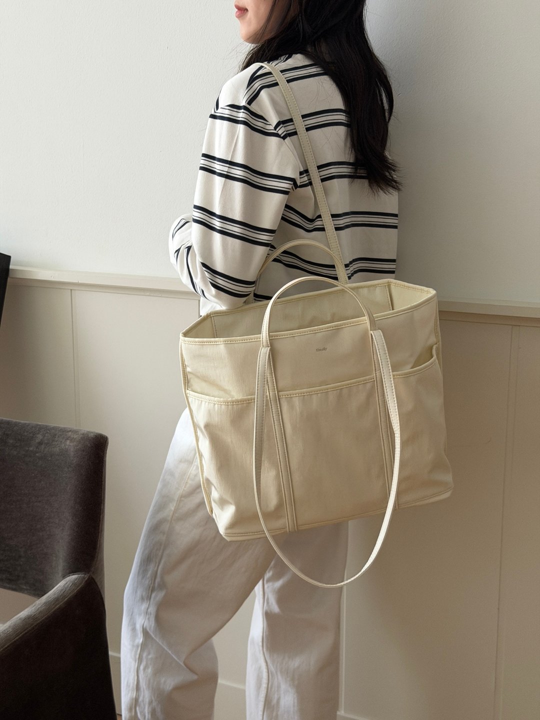 韩国 The Ally | Raum Bag 라움백 | 韩系通勤包 - 侧背包/斜挎包 - 尼龙 卡其色