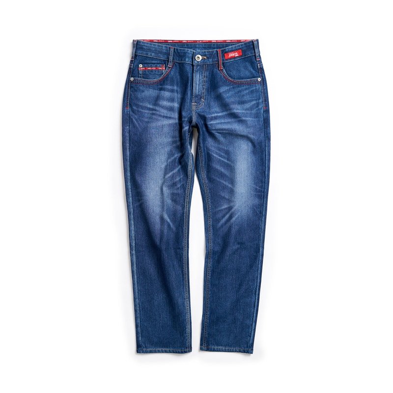 EDWIN 男款 东京红 迦绩弹力机能中直筒牛仔裤 (拔洗蓝) - 男士长裤 - 棉．麻 蓝色