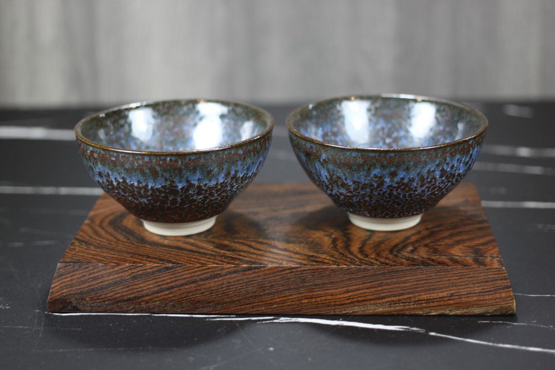 【钟声响起】萤光海 天目釉对杯组 茶杯 莺歌陶艺名家叶敏祥作 - 茶具/茶杯 - 瓷 