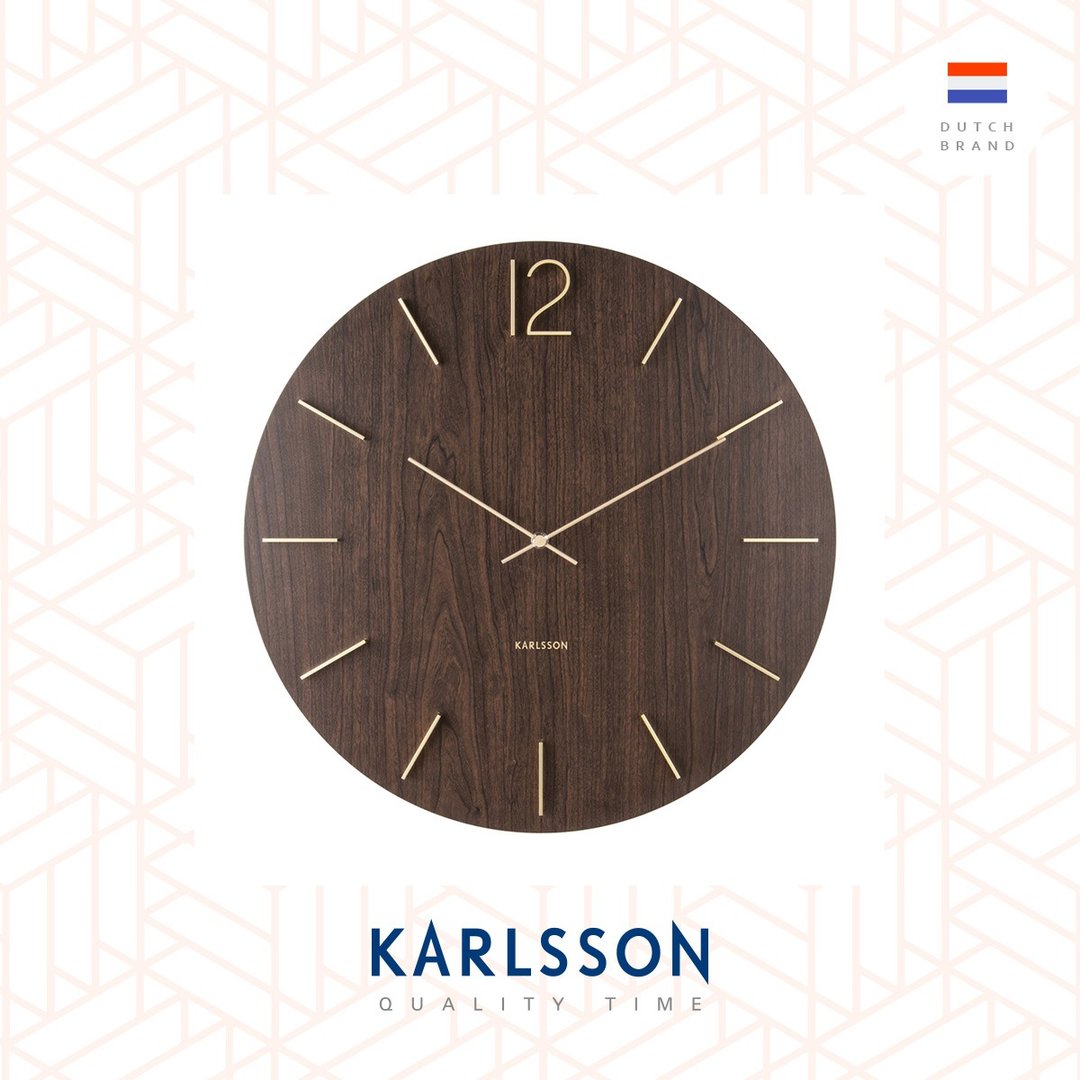 荷兰Karlsson, 50cm Wall clock Meek 深木色钢材刻度挂钟 - 时钟/闹钟 - 木头 咖啡色