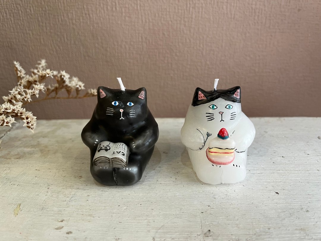 坐着的猫 - 蜡烛/烛台 - 蜡 白色