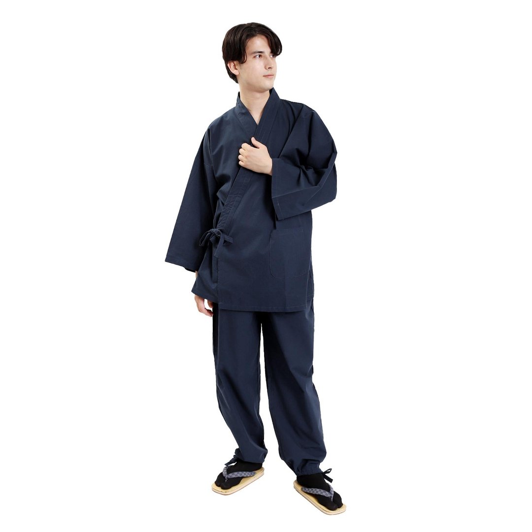 日本 和服 男性用 绵 作务衣 套装 M L LL 海军蓝 - 居家服/睡衣 - 棉．麻 蓝色
