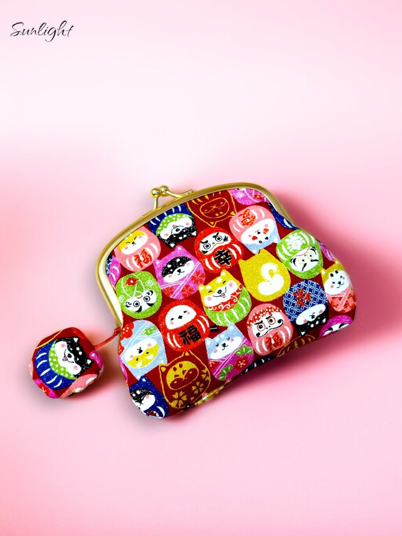 日光小巷手创日系可爱元气猫咪狗狗达摩新款子母包口金包零钱包 - 零钱包 - 棉．麻 