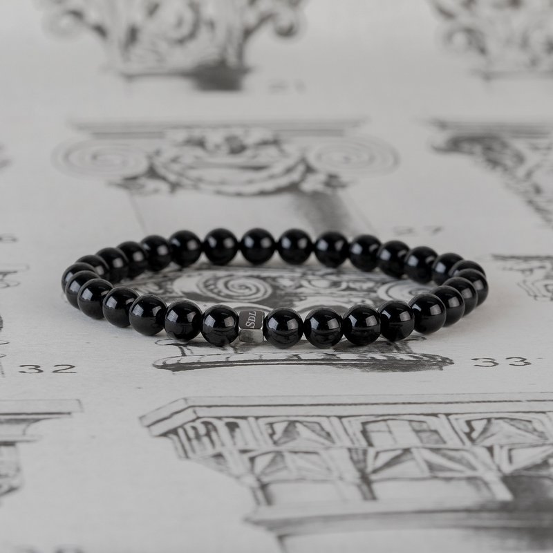 黑尖晶 | 天然能量水晶手串 | 6-7mm | D17901 - 手链/手环 - 水晶 黑色