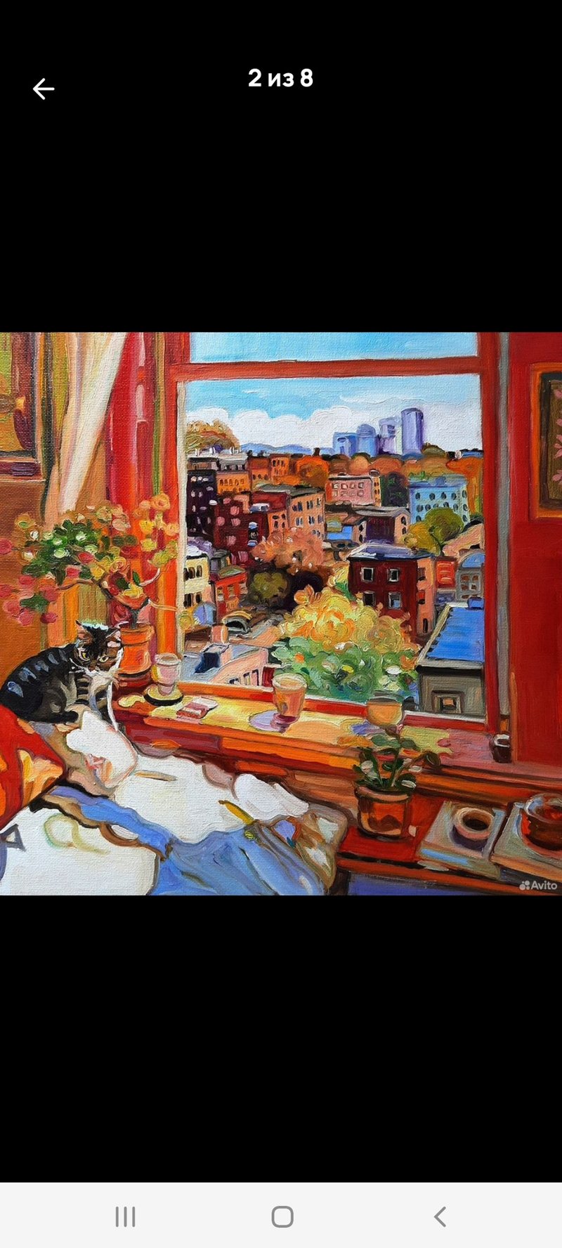 窗户上的猫绘画原创艺术油画纸板油画 30x30 平方米 - 墙贴/壁贴 - 其他材质 橘色