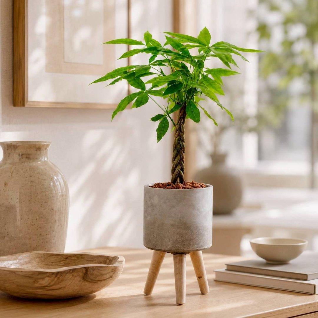 马拉巴栗植栽 编织款 招财树 发财树 室内耐阴 小高木脚水泥盆栽 - 植栽/盆栽 - 植物．花 