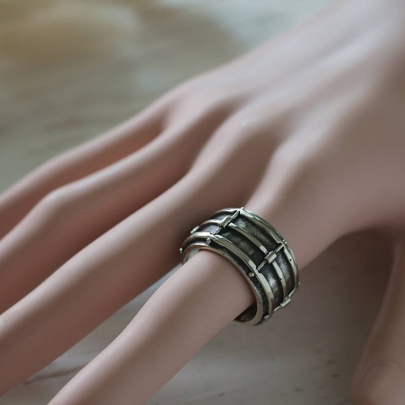 Snare Drum Ring Sterling Silver Jewelry musical instrument guitar piano - 戒指 - 其他金属 银色